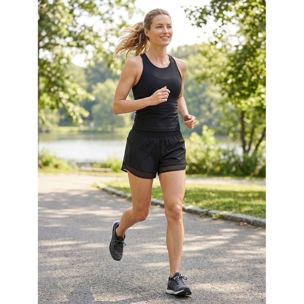 Athleta Mesh Racer Run Short 4 Black Womens Small Running Gym Athletic Shorts